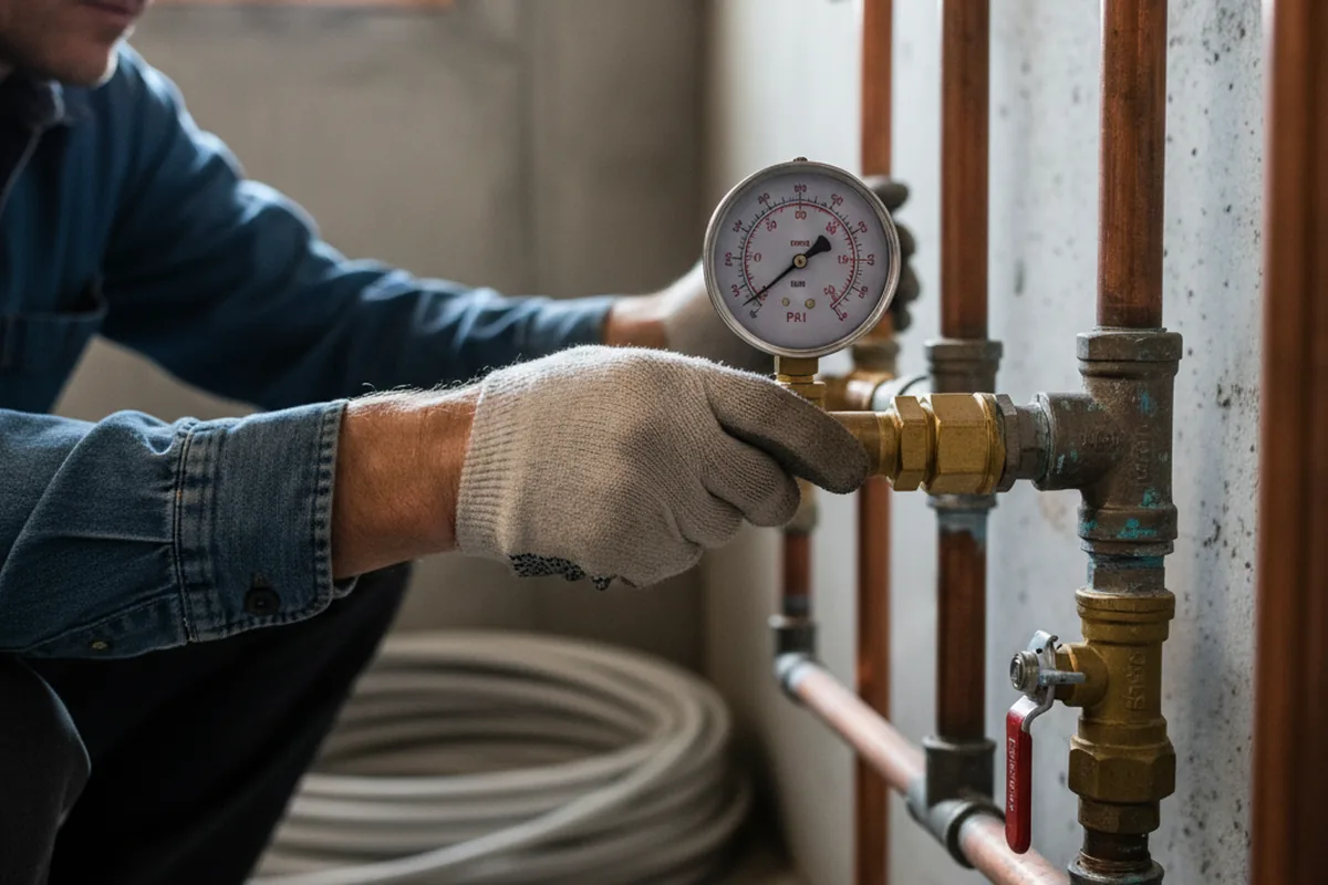 Pressure testing a repaired line during Water Line Repair in Latham